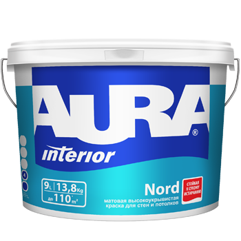 картинка AURA краска для стен и потолков высокоукрывистая NORD 4,5 л от магазина Элемент