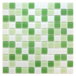 Мозаика стеклянная 30х30х0,35см Golf, бело-зеленый микс