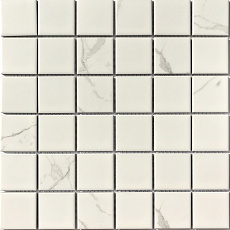 Мозаика керамическая 30,3x30,3x0,6см Carrara-48 матовый бело-серый микс