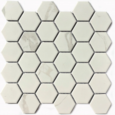 Мозаика керамическая 27,9x26,8x0,6см Carrara comb матовый бело-серый микс
